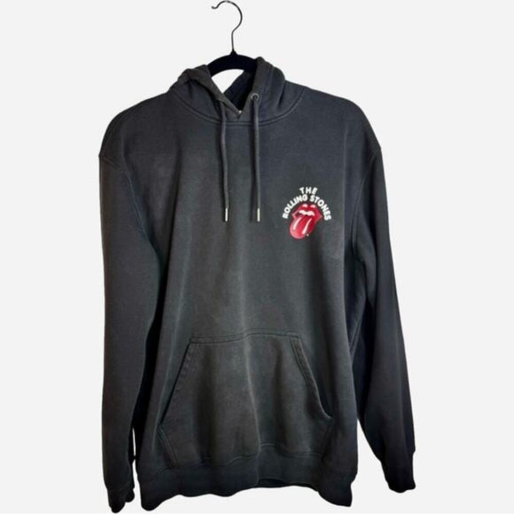 H&M Rolling Stones Hoodie L Black 2019 Tongue Logo Rock Band Sweatshirt